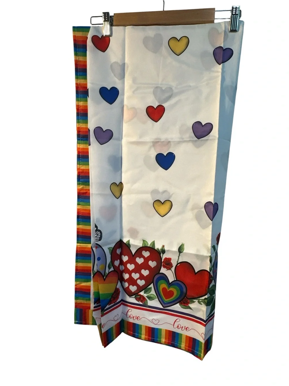 Rainbow Hearts Decorative Table Cloth 60 x 60